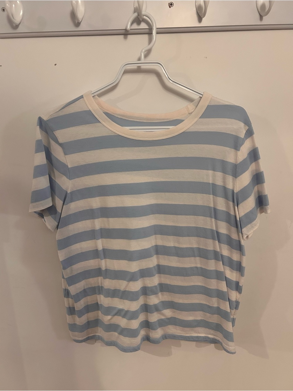 Old Navy Light Blue and Cream Striped Tee